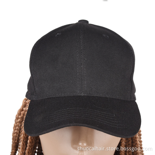Factory Wholesale 24inch Long Synthetic Baseball hat Wig with Braided Box Braids Wigs White Baseball Hat Wig cosplay